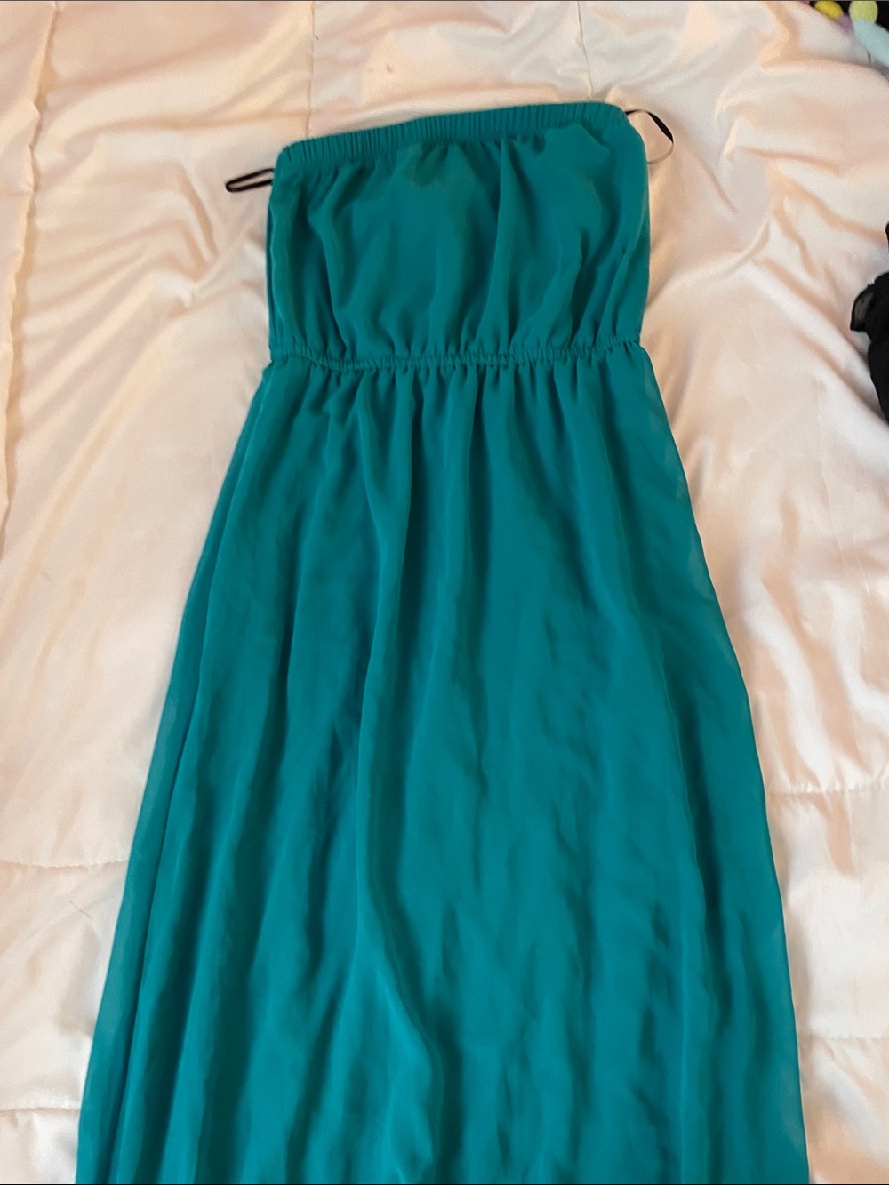 Strapless Teal Maxi Dress Size Small